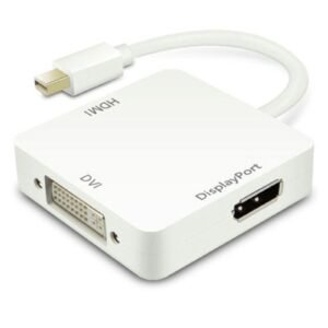 3-in-1 Mini Display Port To HDMI DVI Display Port Adapter For Monitor/Projector White